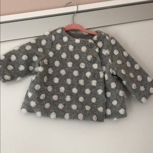 Grey and white pea coat